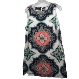 Dress T Women's Sleeveless Dress Size 8 White Blue Pink Green‎ Medallion